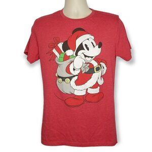 Disney Santa Mickey Mouse Christmas Holiday Graphic T-Shirt M 38/40